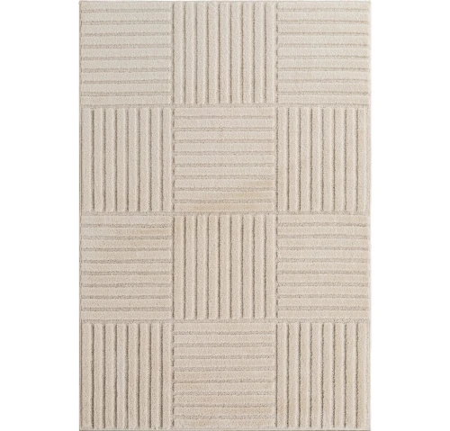 Dywan nowoczesny Art 3D Kwadraty kremowy 120 cm x 170 cm - Nowoczesne fasony do salonu i pokoju