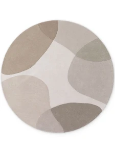 Dywan wełniany premium Ted Baker Hackney beżowo-szary nowoczesny wzór koło 160 cm x 160 cm