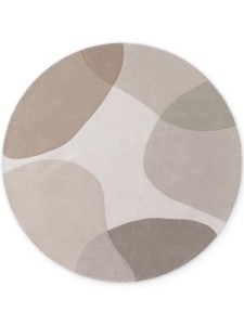 Dywan wełniany premium Ted Baker Hackney beżowo-szary nowoczesny wzór koło 200 cm x 200 cm