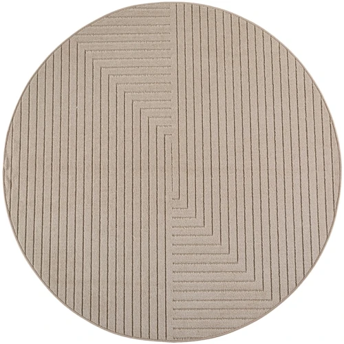 Dywan uniwersalny Nova 3D Geometria beżowy koło 120 cm x 120 cm - Nowoczesne fasony do salonu i pokoju