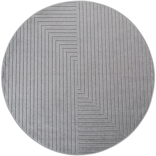 Dywan uniwersalny Nova 3D Geometria szary koło 120 cm x 120 cm - Nowoczesne fasony do salonu i pokoju