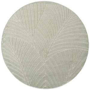 Dywan uniwersalny Nova 3D Motyw Roślinny oliwkowy koło 120 cm x 120 cm