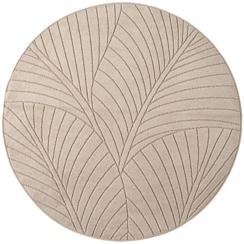 Dywan uniwersalny Nova 3D Motyw Roślinny beżowy koło 80 cm x 80 cm - Nowoczesne fasony do salonu i pokoju