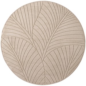 Dywan uniwersalny Nova 3D Motyw Roślinny beżowy koło 120 cm x 120 cm