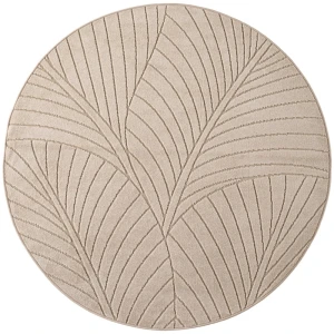 Dywan uniwersalny Nova 3D Motyw Roślinny beżowy koło 120 cm x 120 cm