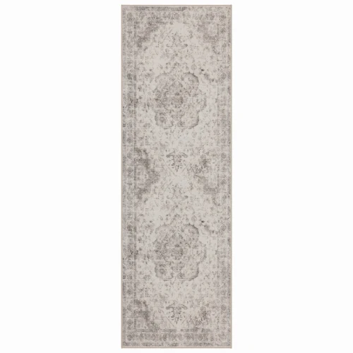 Dywan vintage INKA Medalion z Efektem Postarzenia Beżowy 80 cm x 250 cm  - Nowoczesne fasony do salonu i pokoju