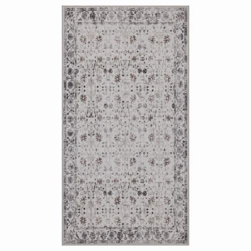 Dywan vintage INKA Floral z Efektem Postarzenia Kremowy 80 cm x 150 cm - Nowoczesne fasony do salonu i pokoju