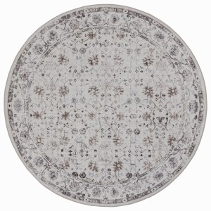 Dywan vintage INKA Floral z Efektem Postarzenia Kremowy koło 120 cm x 120 cm