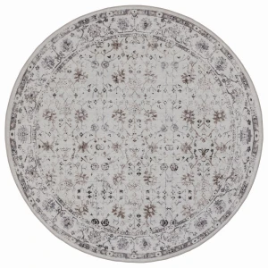 Dywan vintage INKA Floral z Efektem Postarzenia Kremowy koło 160 cm x 160 cm