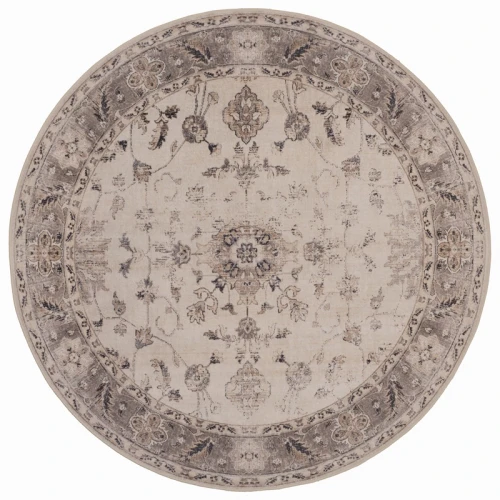 Dywan vintage INKA Arabeska z Efektem Postarzenia Beżowy koło 160 cm x 160 cm - Nowoczesne fasony do salonu i pokoju