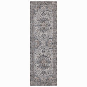 Dywan vintage INKA Klasyczny Medalion z Efektem Postarzenia Beżowo-Szary 80 cm x 250 cm