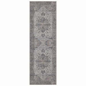 Dywan vintage INKA Klasyczny Medalion z Efektem Postarzenia Beżowo-Szary 80 cm x 250 cm