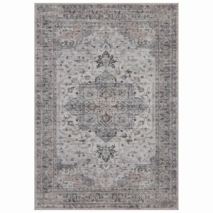 Dywan vintage INKA Klasyczny Medalion z Efektem Postarzenia Beżowo-Szary 120 cm x 170 cm
