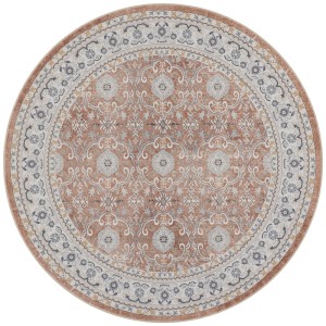 Dywan vintage INKA Ornament z Efektem Postarzenia Terakota koło 200 cm x 200 cm