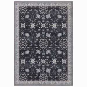 Dywan vintage INKA Floral z Efektem Postarzenia Czarno-Szary 160 cm x 230 cm