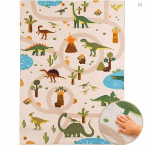 Dywan dziecięcy Coco Dinozaury beżowe 160 cm x 230 cm