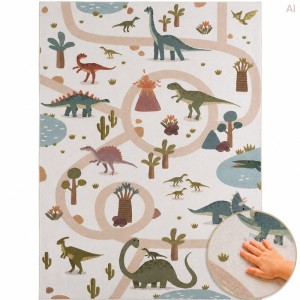 Dywan dziecięcy Coco Dinozaury kremowe 140 cm x 200 cm
