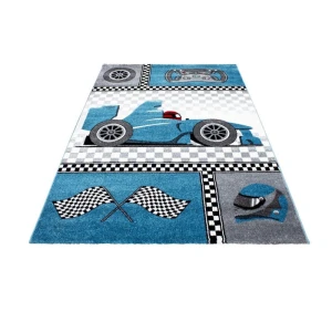 Dywan dziecięcy Kids Wyścigi niebieski 80 cm x 150 cm