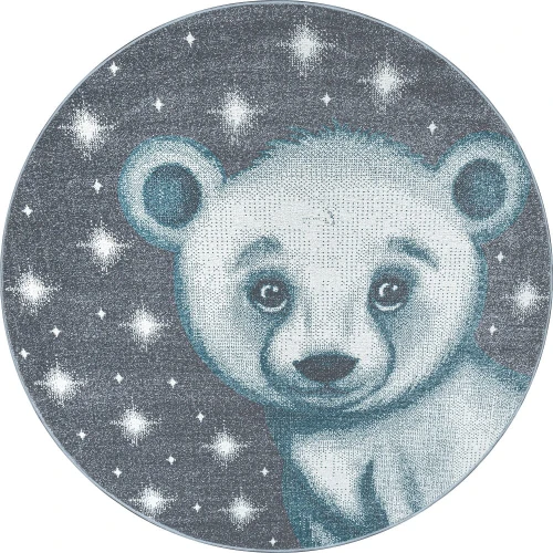 Dywan dziecięcy Bambi Miś niebieski  koło 160 cm x 160 cm - Nowoczesne fasony do salonu i pokoju