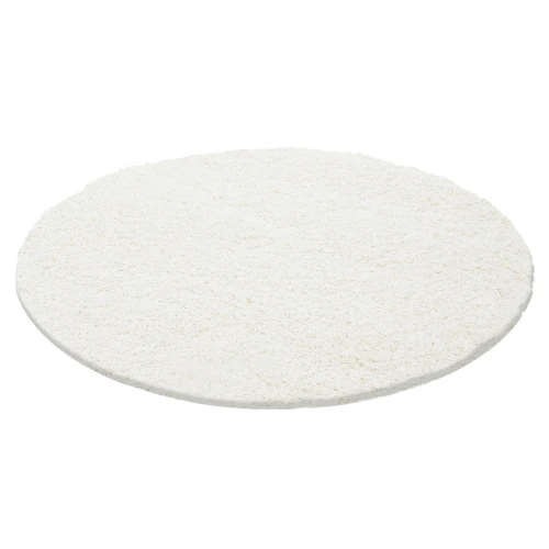Dywan shaggy  kremowy 120 cm x 120 cm koło - Nowoczesne fasony do salonu i pokoju