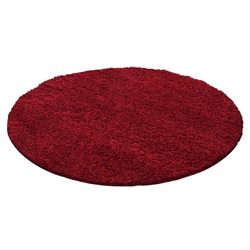 Dywan Shaggy Czerwony 80 cm x 80 cm koło - Nowoczesne fasony do salonu i pokoju