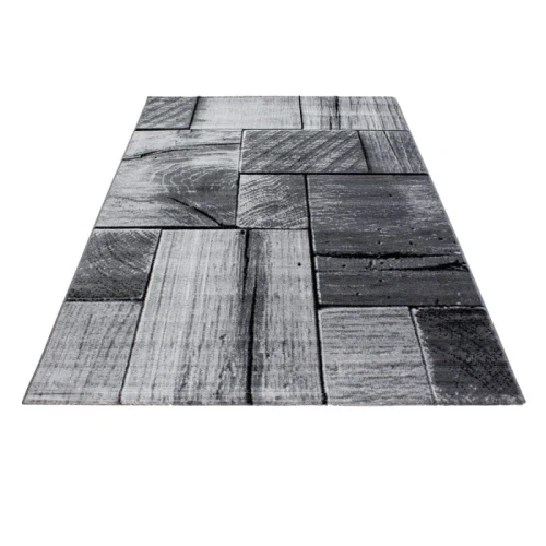 Dywan nowoczesny Parma Deski szaro-czarny 200 cm x 290 cm - Nowoczesne fasony do salonu i pokoju